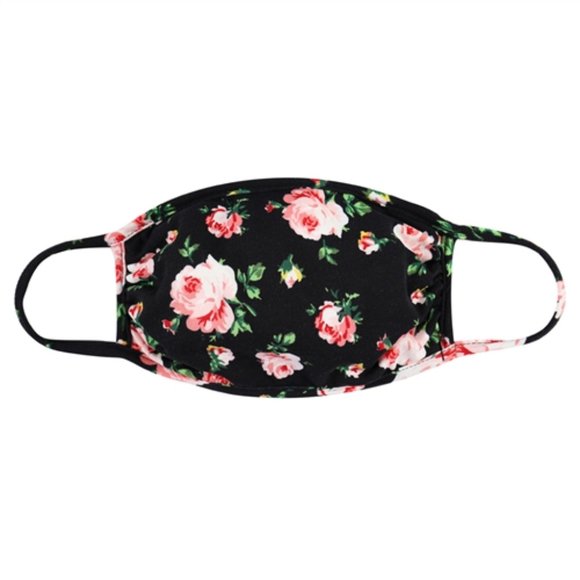 Black floral print face mask - Picture 3 of 11